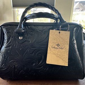 Patricia Nash Skye Tooled Leather Crossbody Satchel Bag with Strap BLACK